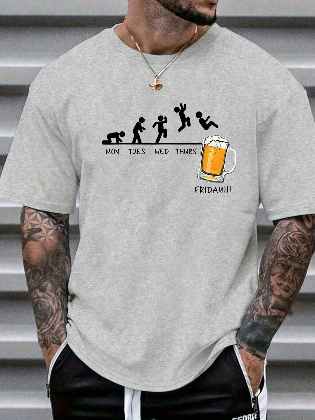 Men’s Summer 100% Cotton Casual T-Shirt Jumping in Beer Print | Loose Fit | Plus Size | Breathable Comfort