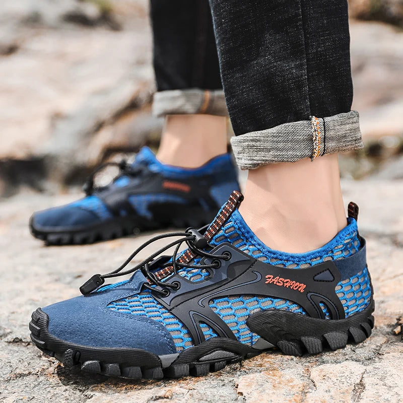 2024 Summer Spring Big Size Men Shoes Casual Mesh Artificial Leather Patchwork Breathable Outdoor Male Sneakers Walking Footwear