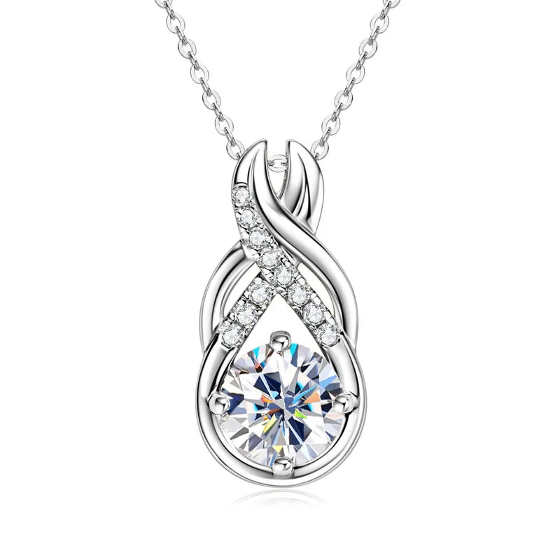 IOGOU Luxury 6.0CTW 8MM VVS1 Moissanite Jewelry Set 925 Silver Infinity Pendant Necklace Drop Hoop Earrings Sets for Women Gifts