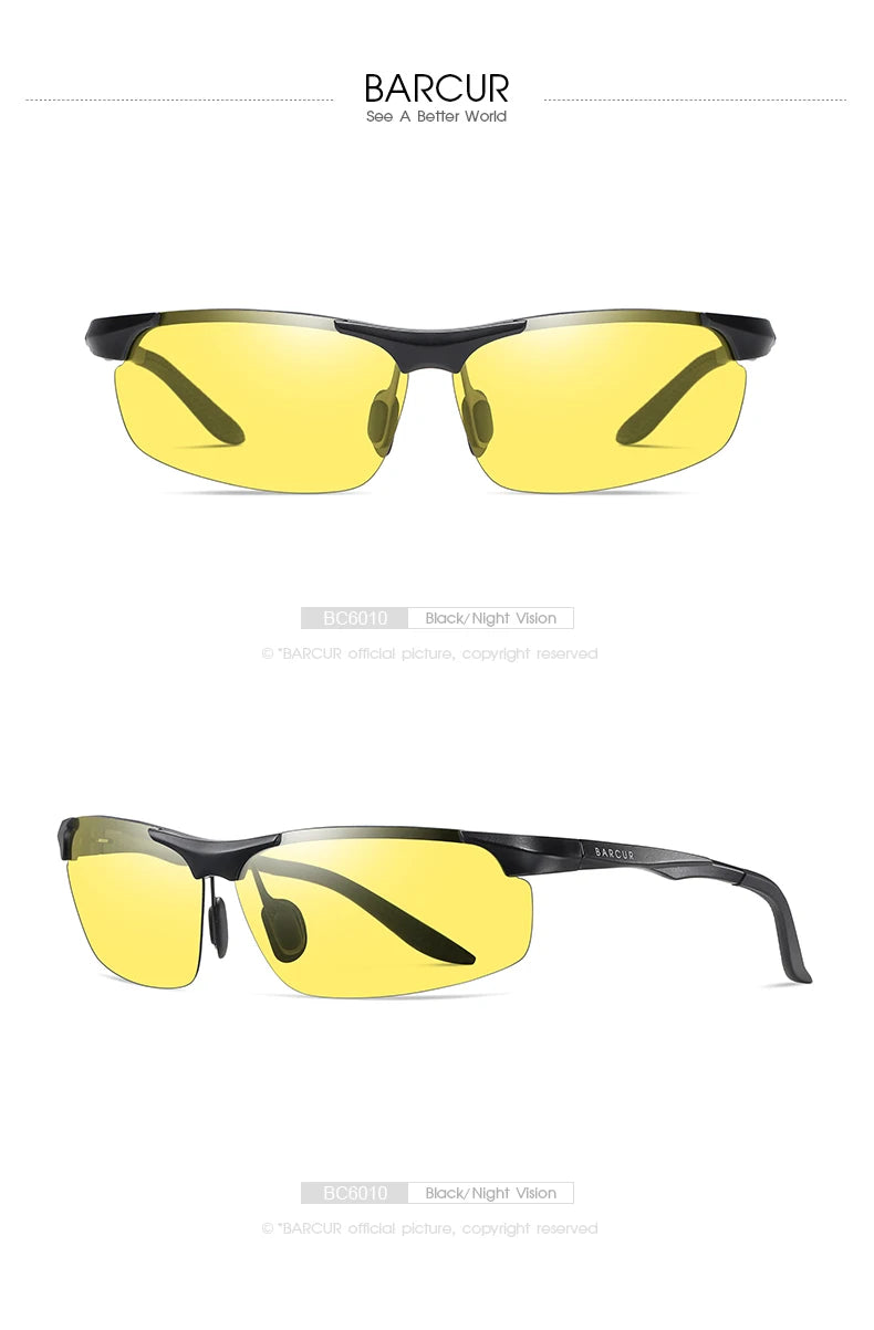 BARCUR Aluminium Magnesium Sunglasses for Men Polarized UVA&B Protection Photochromic Ultralight Sun Glasses Sports Eyewear