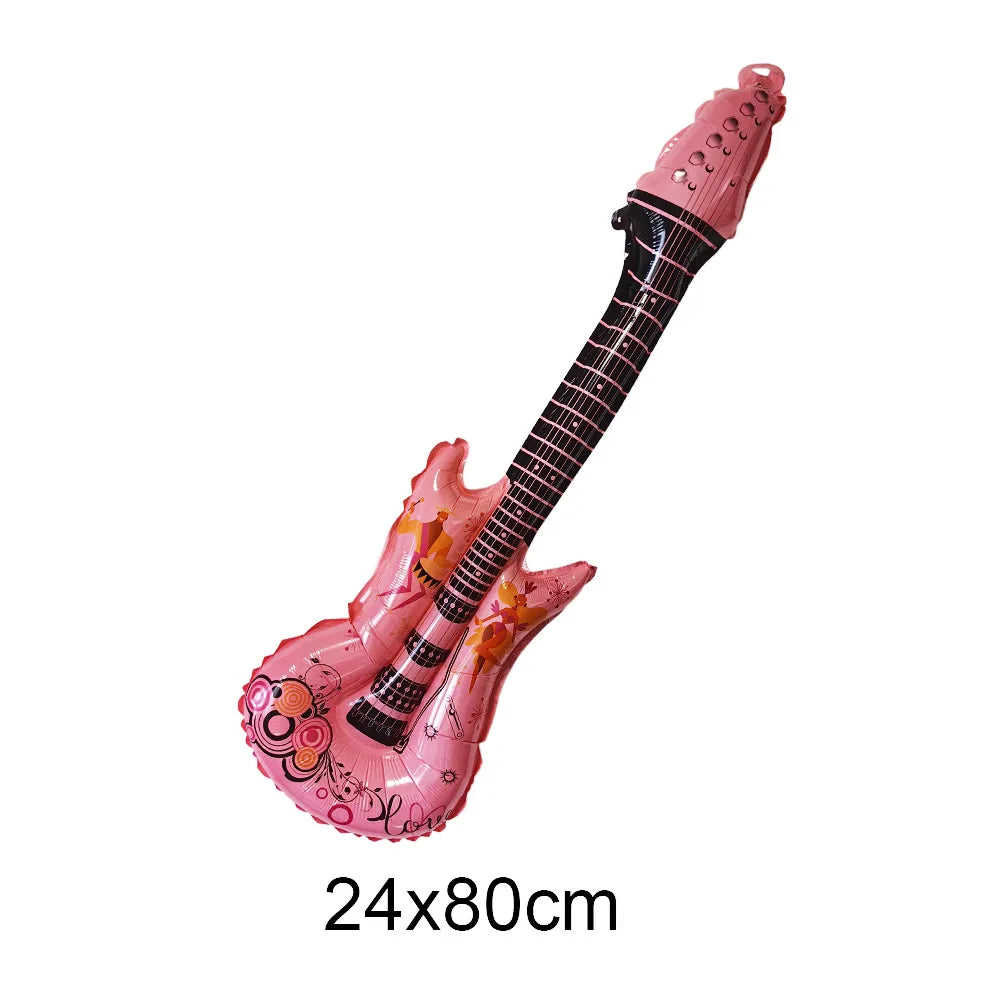 1pc Guitar Balloon 36inch Inflat Guitar Music Rock Party Decoration 80s 90s Disco Party Supplies