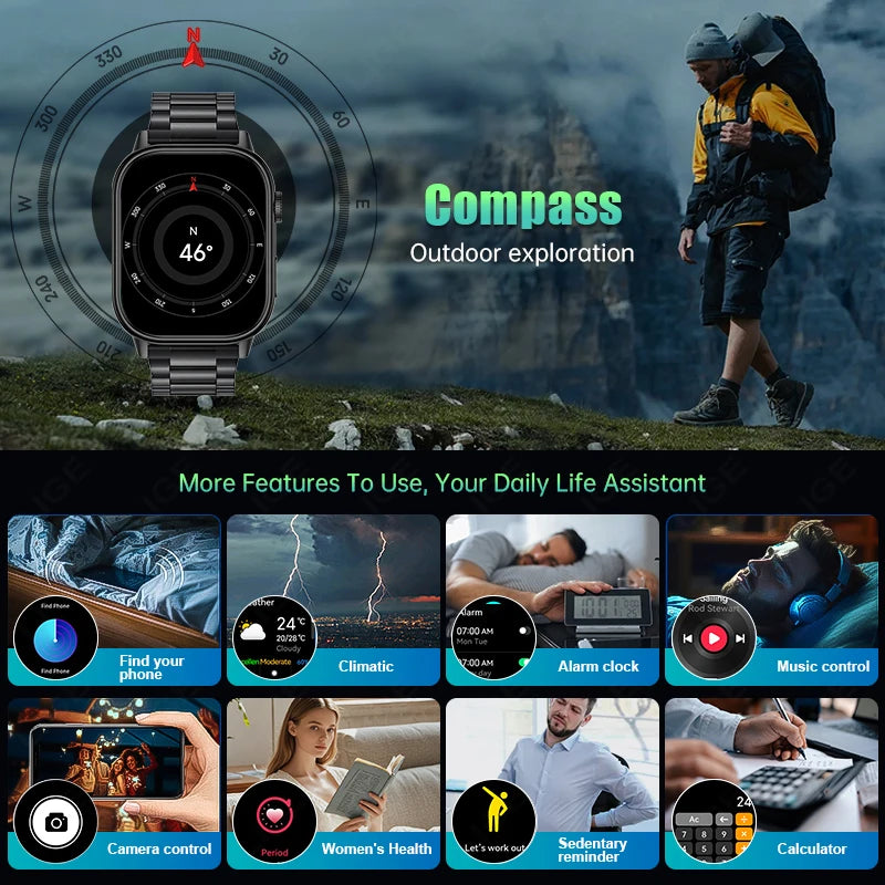 LIGE NEW GPS Smart Watch Men Compass Sports Fitness Bluetooth Call IP68 Waterproof Men Women Smartwatch For Xiaomi HUAWEI iPhone
