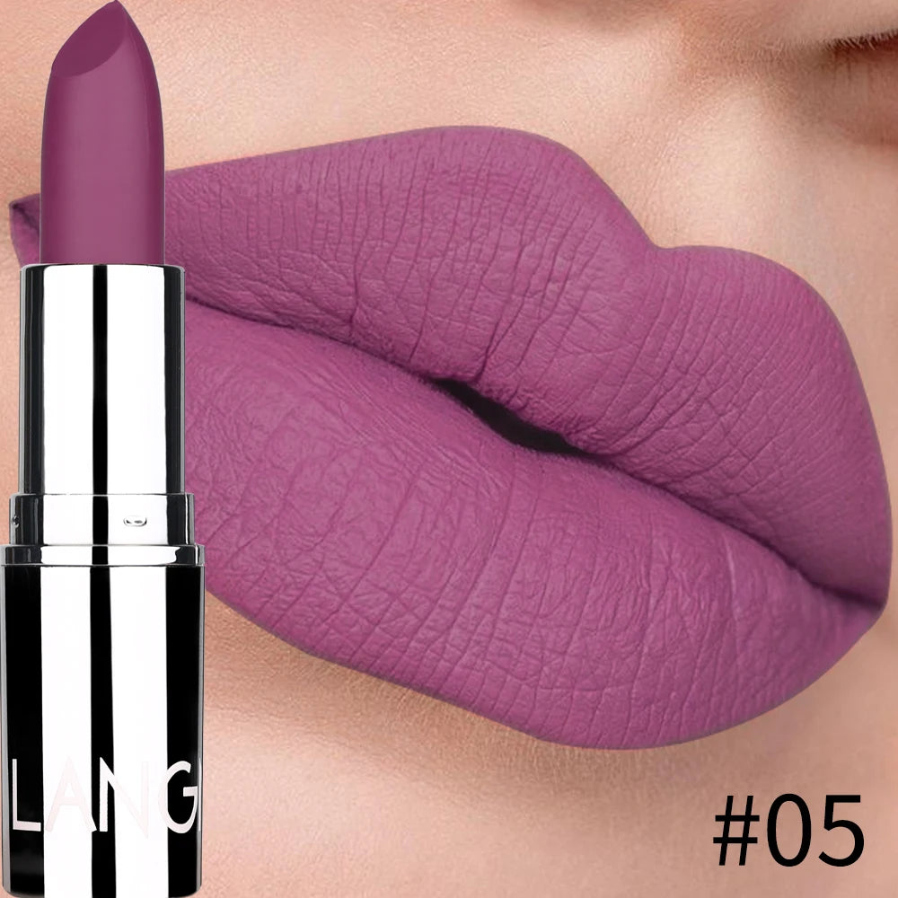 Langmani Silver Tube Matte Lipstick Non Staying Cup Makeup Lipstick 8 colors available