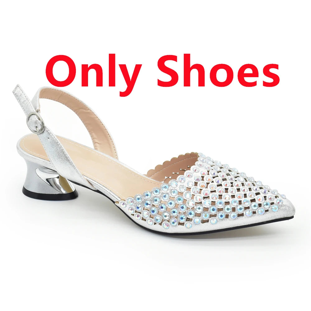 New Arrival Pointed Toe Women Sandals Shoes and Bag Set for Ladies Wedding Party Pumps Italian Shoes and Bags Matching Set