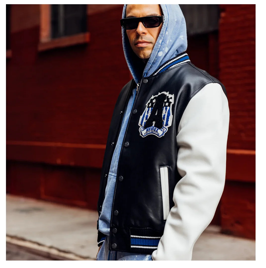 USA Size Varsity Jackets 100% European Lambskin Fashion Casual Baseball Jersey Chenille Embroidered Patch Genuine Leather coat