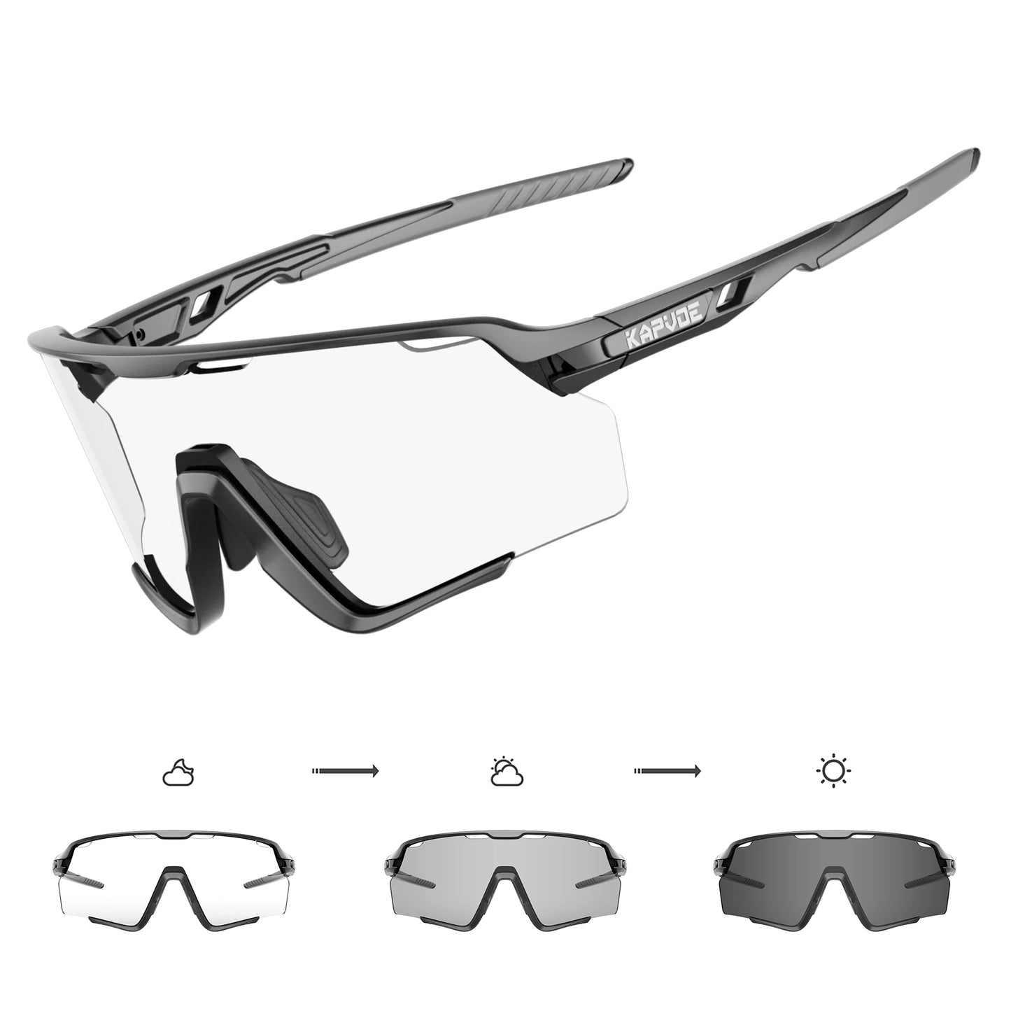Kapvoe Photochromic Sunglasses Outdoor Bicycle Cycling Glasses MTB Driving Bike Eyewear Women Man Sports Hiking UV400 Goggles