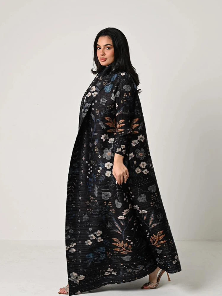 Dubai Abaya Luxury Evening Coat – Pleated Formal Cardigan Robe for Women