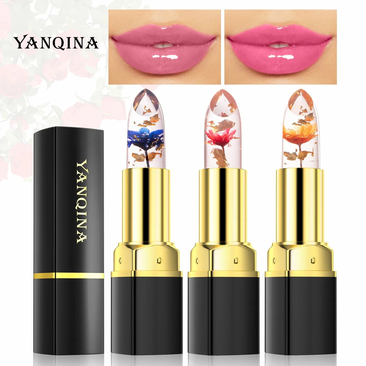 Temperature Color Changing Lip Balm Crystal Jelly Flower Lipstick Gloss Transparent Long Lasting Moisturize Lips Makeup Cosmetic