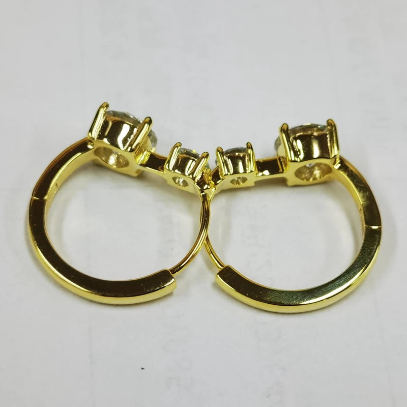 Lnngy 6.5mm Moissanite Earrings With Certificate Brinco Prata 925 Sterling Silver Hoop Earring For Women Korean Ear Jewerly