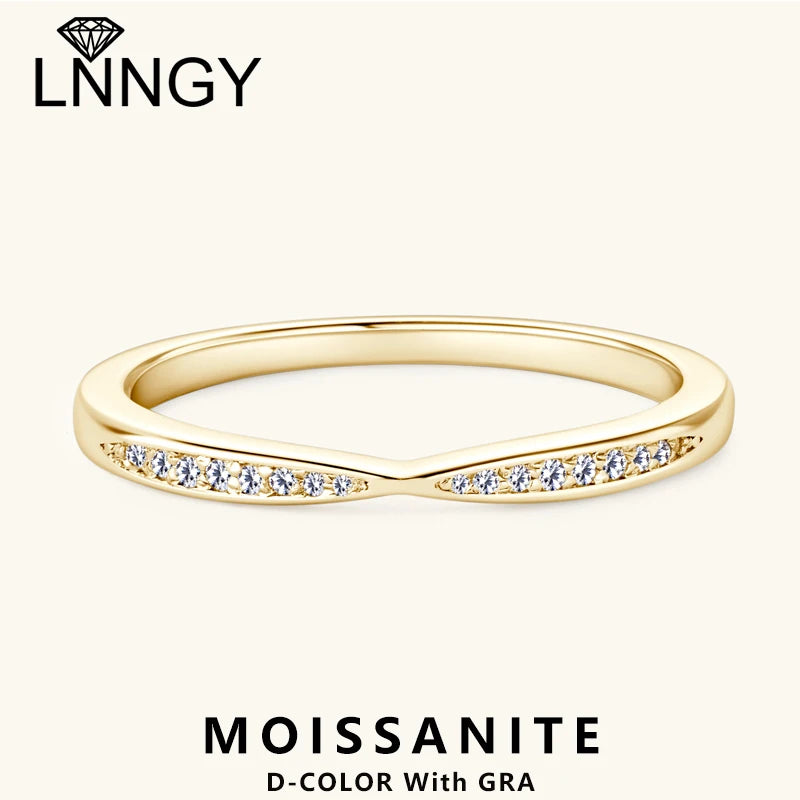 Lnngy 1.6mm Moissanite Diamond Rings Certified 925 Sterling Silver Marriage Ring For Women Couples Wedding Bands Jewelry Gift