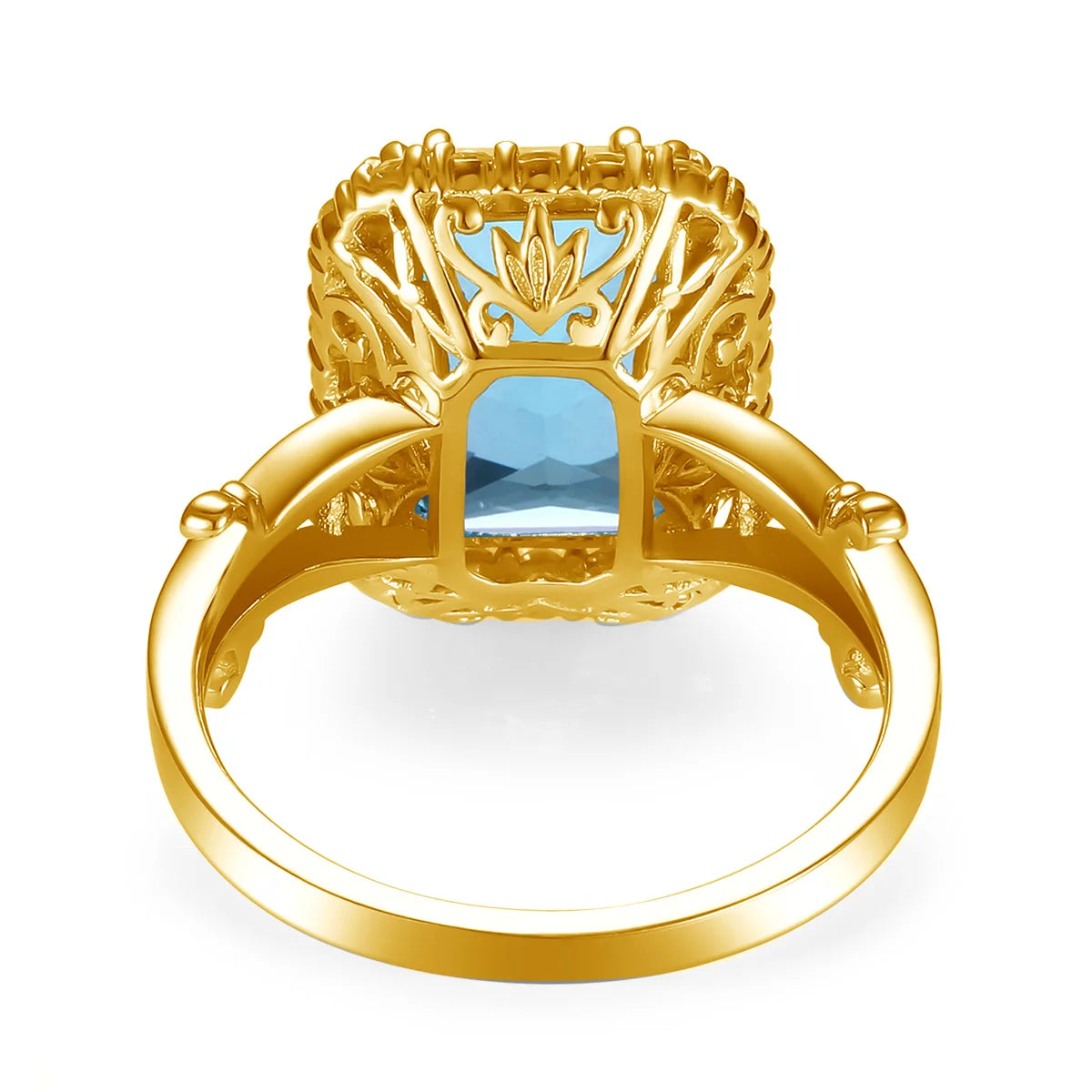 Szjinao High Quality Woman Ring 925 Sterling Silver Aquamarine Rings Gold Plated Luxury Elegant Banquet Party Fine Jewelry