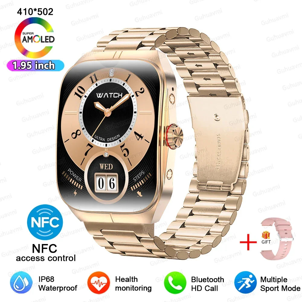 Smartwatch Men Women NFC AMOLED Screen Always Show Time Clock Bluetooth Call IP68 Waterproof Smart Watch Sport Fitness Bracelet