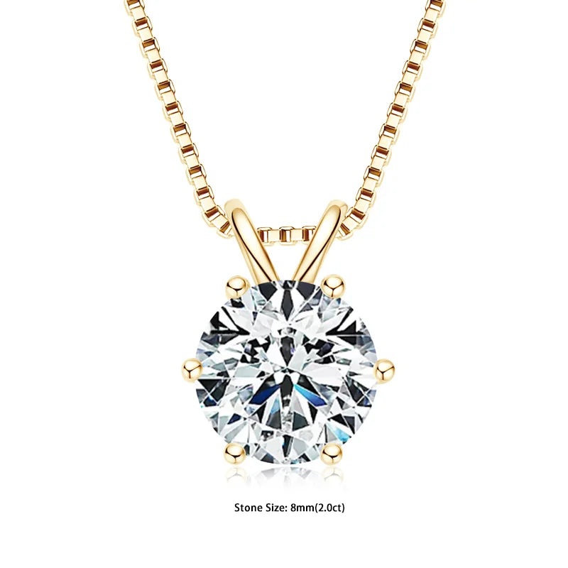 RAPRGOLD GRA Certified 0.5-5ct Moissanite Pendant Necklaces 925 Sterling Silver Solitaire Necklace Chain For Women Jewellry Gift
