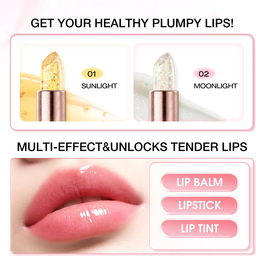 O.TWO.O Color Changing Lipstick 3-in-1 Lip Blam Transferproof Long Lasting Non-Sticky Moisturizing Glossy Shine Lip Gloss Makeup