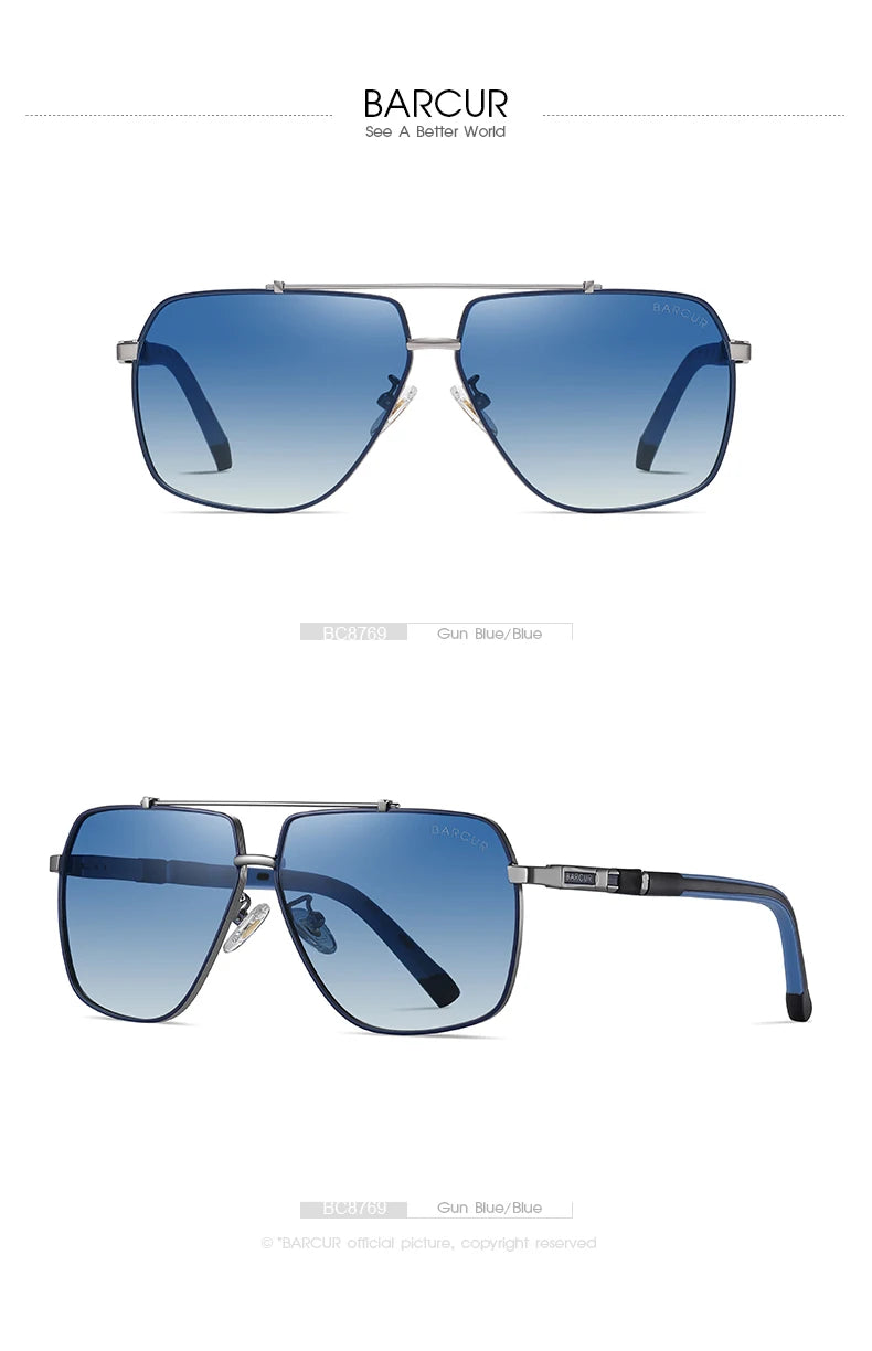 BARCUR Square Mens Sunglasses Polarized Driving Gradient Sun Glasses for Men UV400 Shades Eyewear Oculos Gafas De Sol