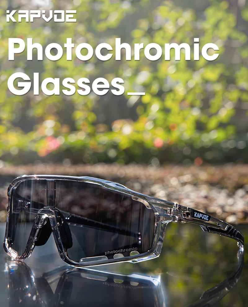 Kapvoe Outdoor Photochromic Sunglasses Anti-fog Cycling Glasses Bike Bicycle Men Women Sports Hiking MTB UV400 Anti-fog Goggles