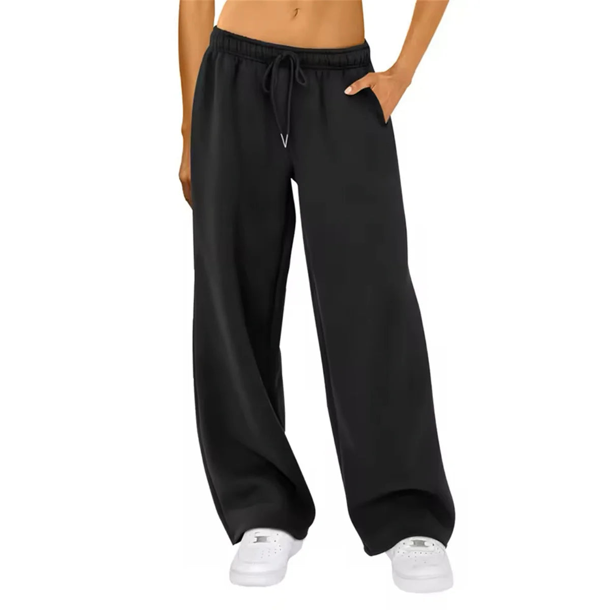 Casual Straight Joggers Sweatpants Women Fashion Retro Solid Drawstring High Waist Pant Spring Summer Street Trouseres 2025 Chic