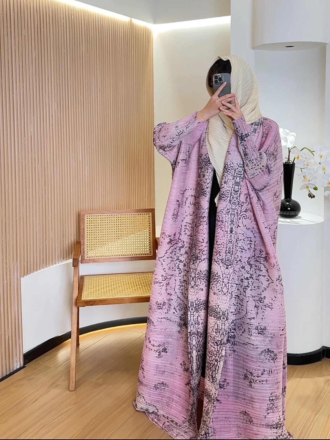 KAF Women Fashion Abaya Vintage Printed Cardigan Design Loose Large Size Elegant Female Luxury Robe Spring Autumn Model