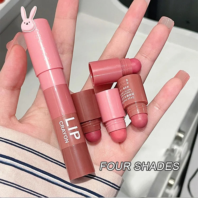 Gege Bear 4 in 1 Velvet Matte Crayon Lipstick Super Stay Makeup Pink Red Long Wear Waterpoof Non-Stick Cup Tiny Lip Stick