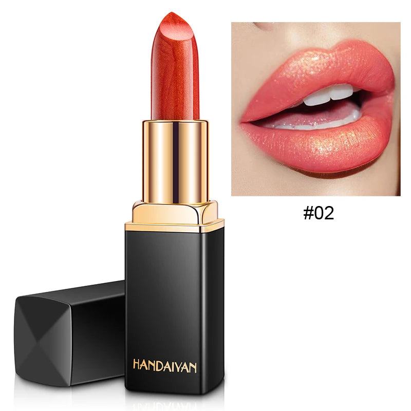 Black tube gold shiny lipstick, pearl moisturizing lipstick 9 colors available