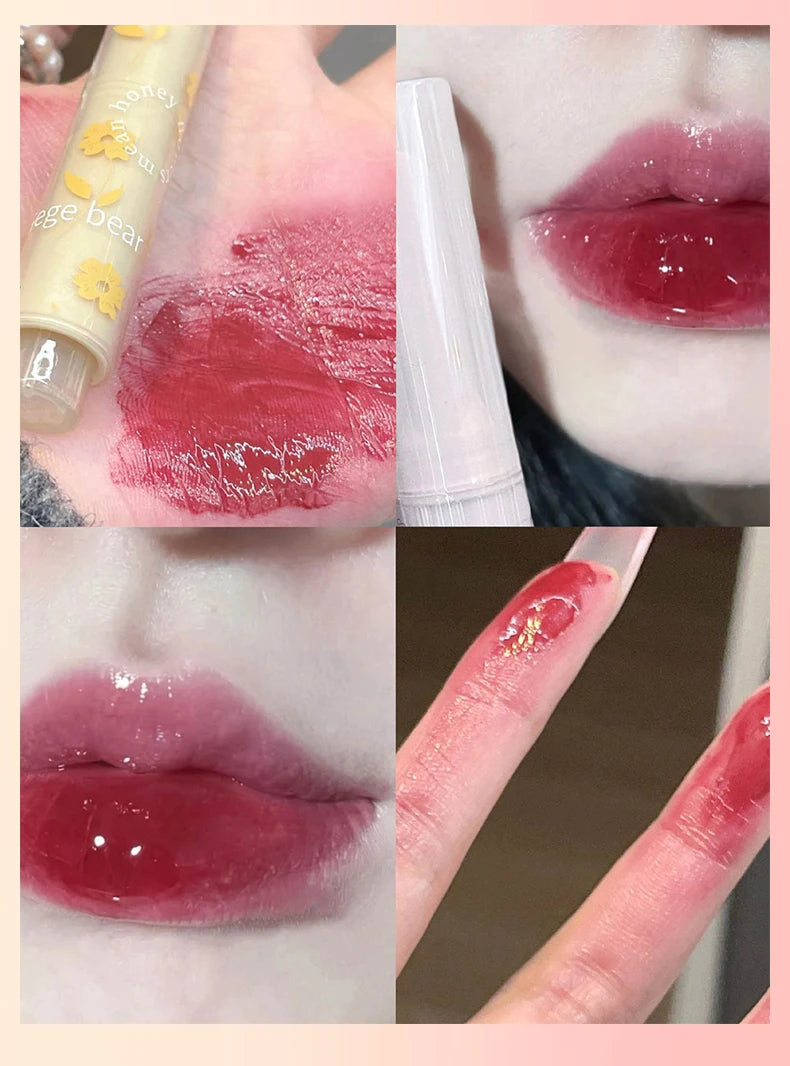Gege bear flower words honey lipstick moisturizing mirror gloss jelly love lipstick lipstick pen