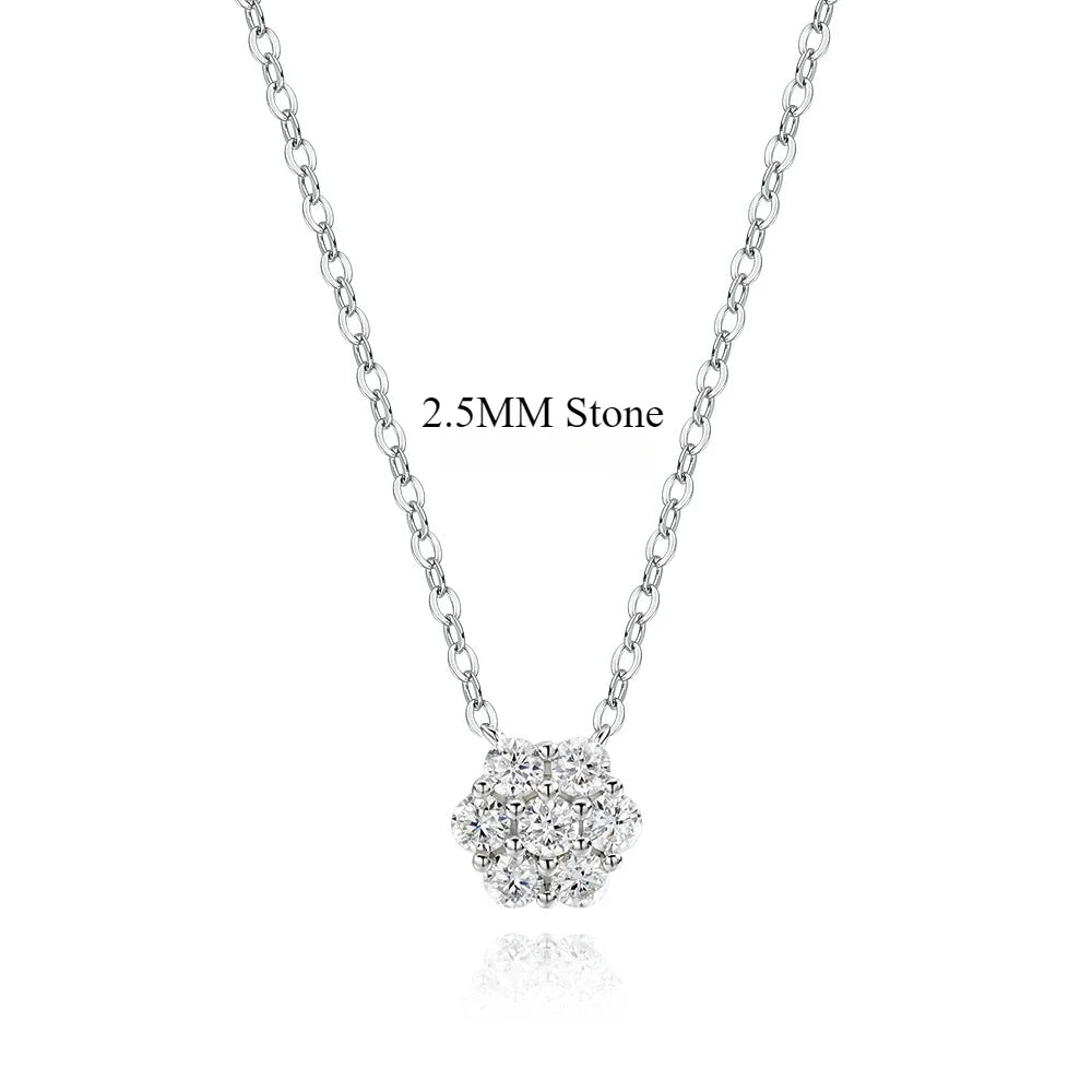 Flower Bracelets with Shiny Moissanite Sterling Silver Adjustable Wedding Anniversary Luxury Gifts Necklace Bracelet Jewelry Set