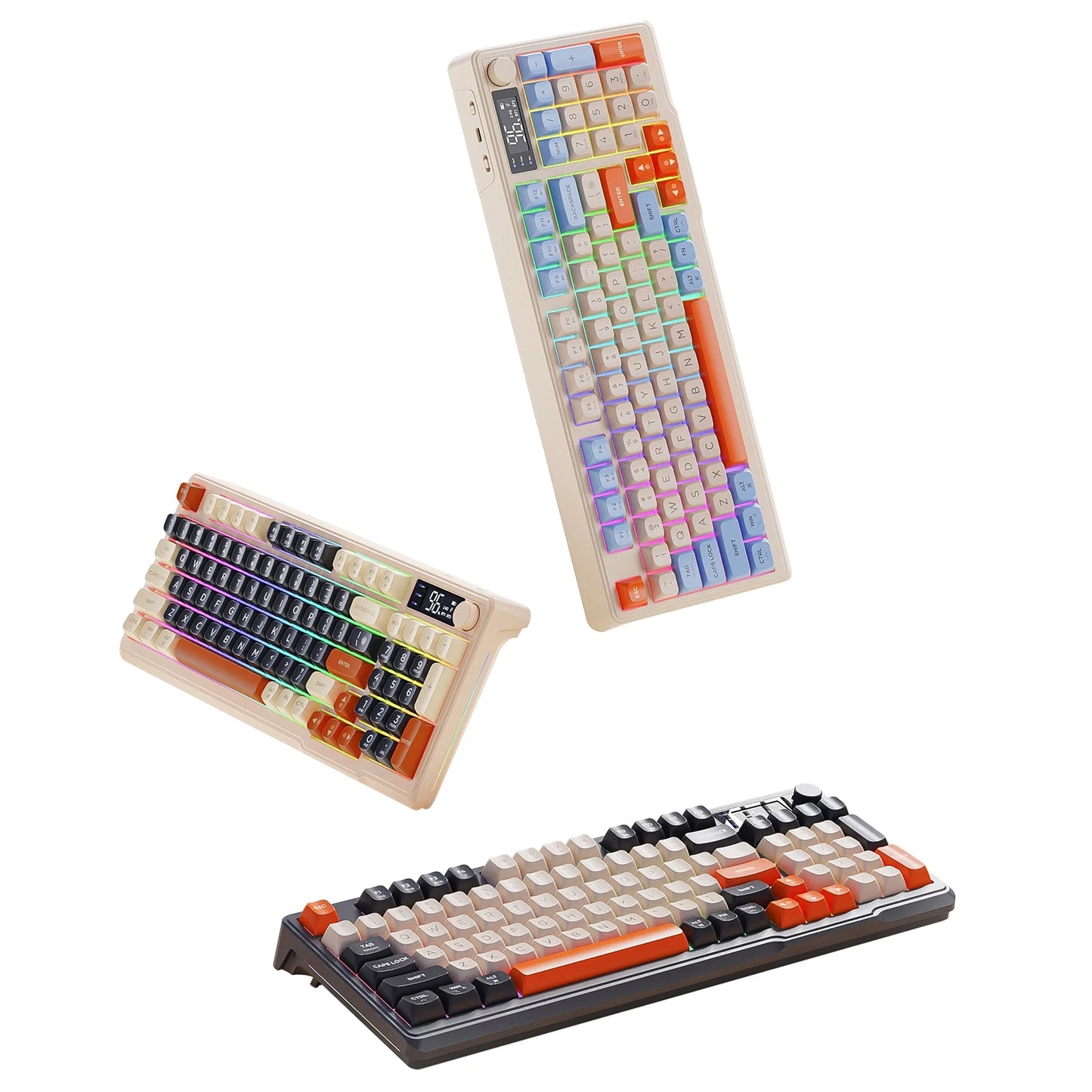 M96 Screen Wireless Keyboard Mouse Kit with Media Knob,ZIYOULANG Bluetooth Keyboard Mouse Combos,Multi-Device Connection,PBT Cap