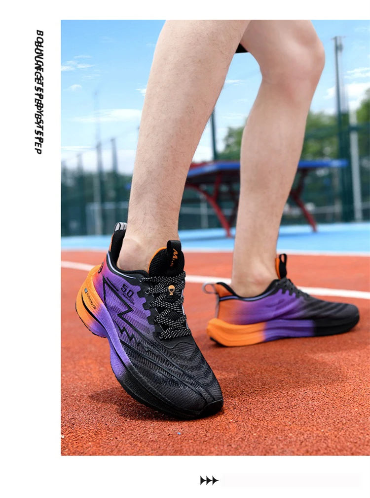 New Men's Carbon Plate Running Shoes Soft Cushion Shock Absorbing Sports Shoes Unisex Sneakers Light Anti-Slip Training Shoes