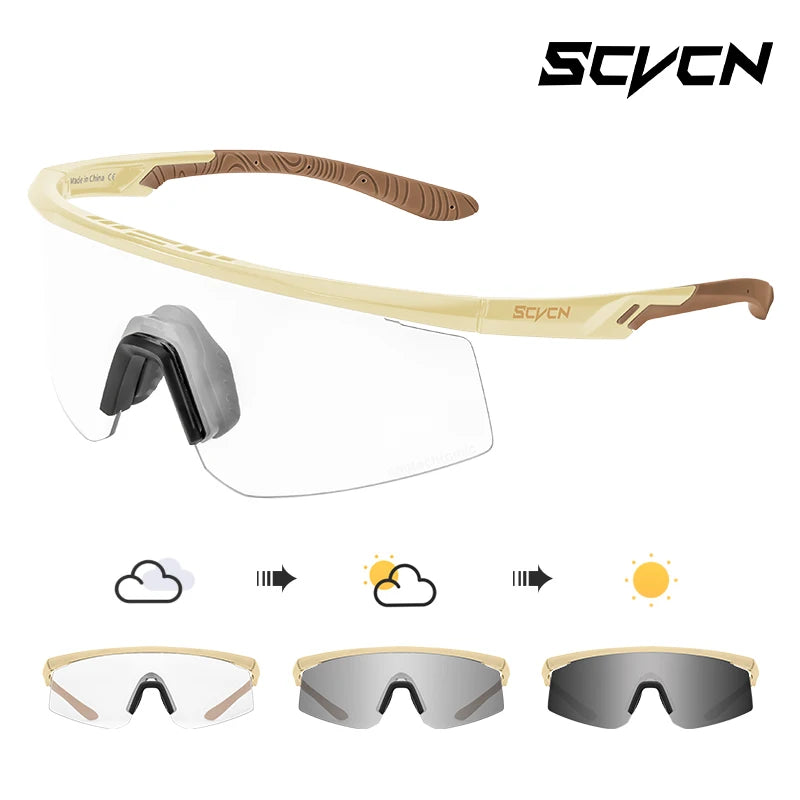 SCVCN Photochromic Sunglasses UV400 Cycling Glasses Bicycle Glasses Sports Men's MTB Road Bike Eyewear Protection Goggles UV400