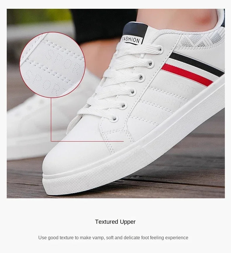 2024 Mens Casual Sneakers New Fashion Lace-up White Shoes Student Comfort Sports Plus Size Vulcanized Shoes Zapatillas De Hombre