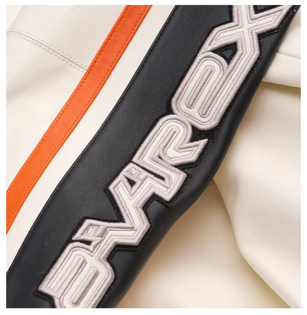 Varsity Jacket Colorblocking Men's Genuine Leather apparel America Size French Sheepskin Autumn Winter Warm Thickness Coat tops