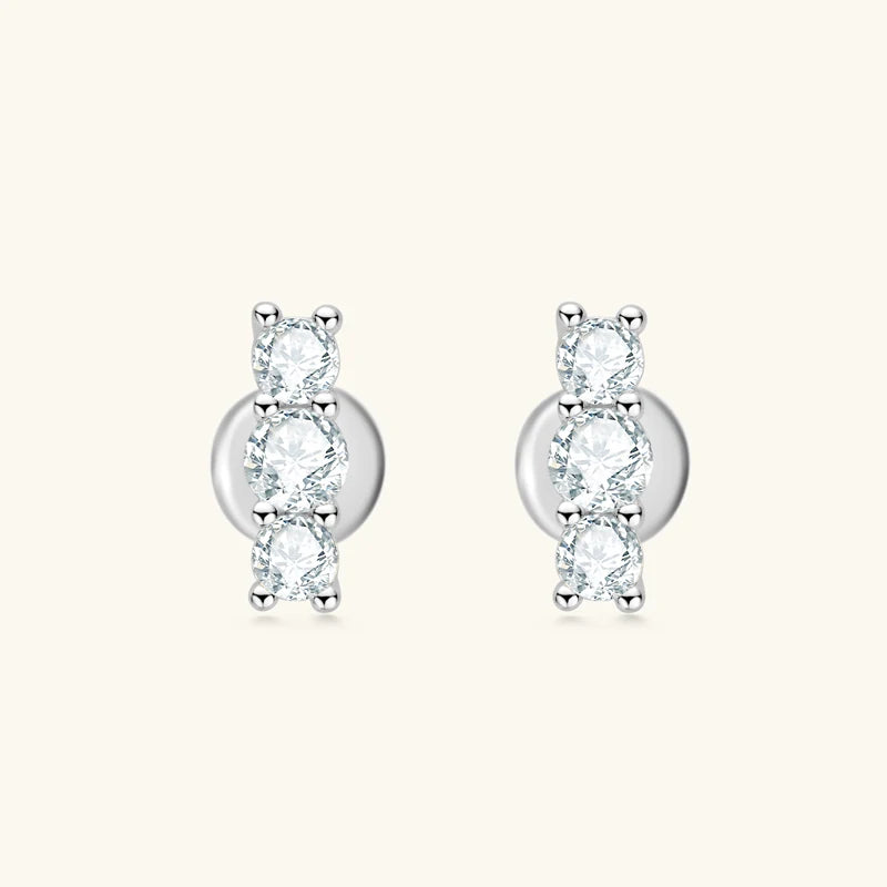 IOGOU Simple 3 Stone Moissanite Pendant Necklace Earrings Jewelry Set for Women Real 925 Silver Valentine's Day Christmas Gifts