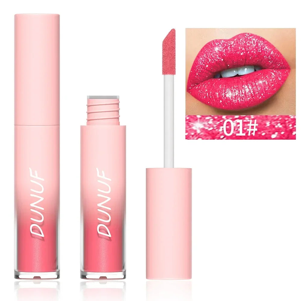 18 Color Sexy Red Diamond Glitter Lip Gloss Metallic Waterproof Long Lasting Matte Shimmer Liquid Lipstick Women Makeup Cosmetic