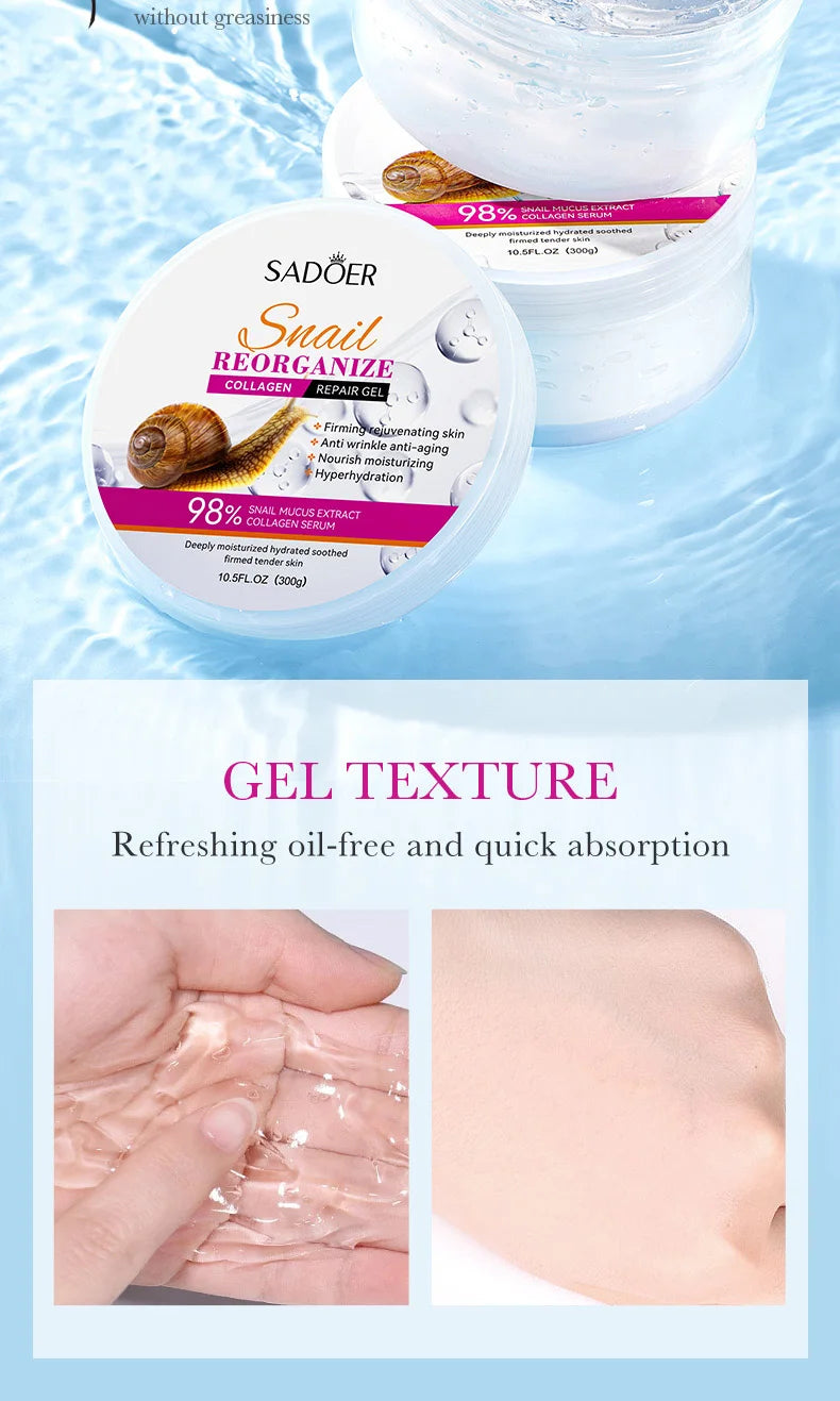 SADOER Snail Collagen Face Cream Gel Firming Repair Brightening Moisturizing Facial Creams Beauty Face Skin Care Products