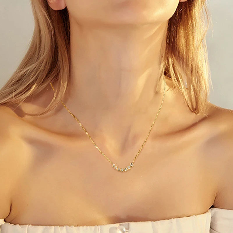 IOGOU 2024 Bezel Moissanite Jewelry Set Silver 925 Bubble Pendant Necklace Stud Earrings Women's Gift Valentine Day Christmas
