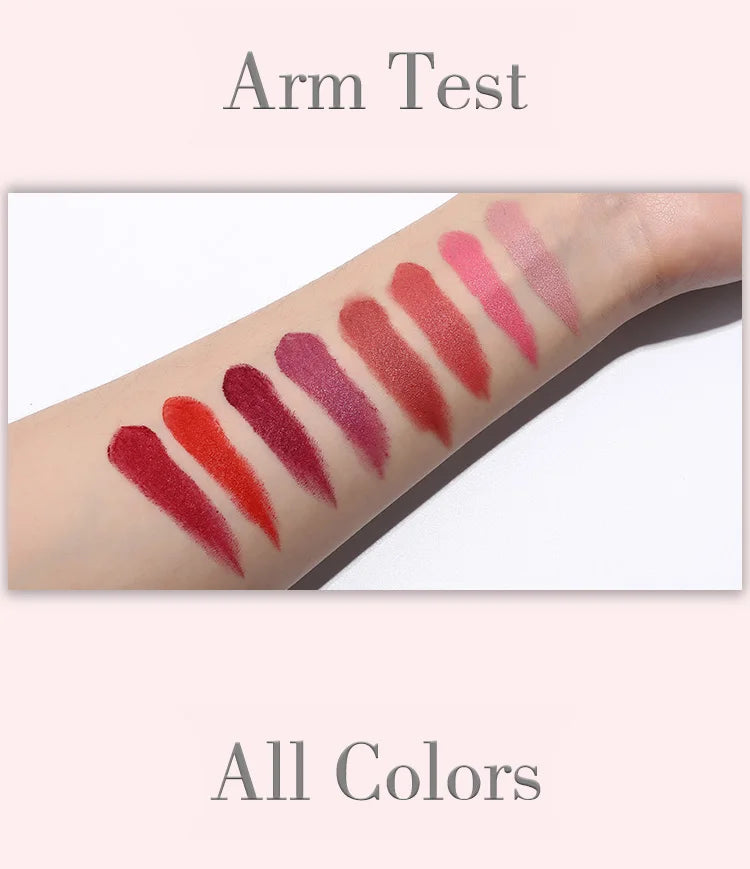 Langmani Silver Tube Matte Lipstick Non Staying Cup Makeup Lipstick 8 colors available