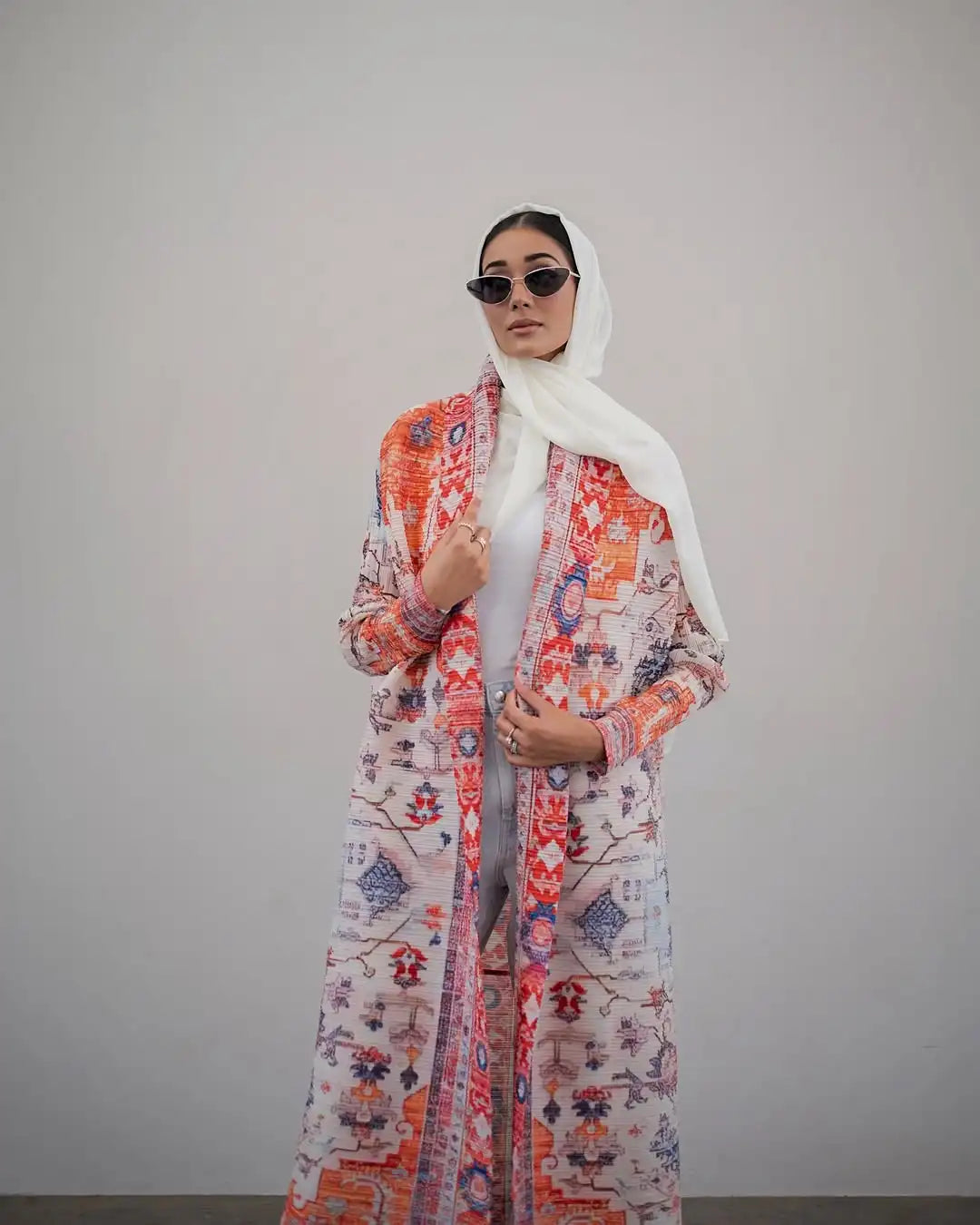KAF Women Abaya 2025 New Retro Printing Cardigan Lace-up Design Loose Large Size Fashion Female ABaya Festival Dress