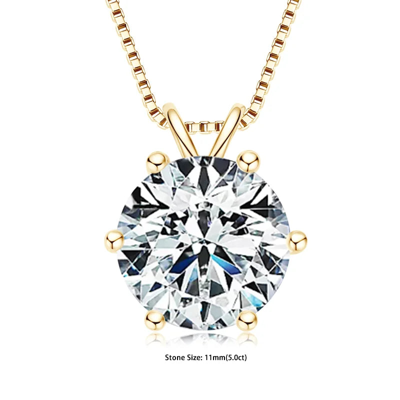 RAPRGOLD GRA Certified 0.5-5ct Moissanite Pendant Necklaces 925 Sterling Silver Solitaire Necklace Chain For Women Jewellry Gift