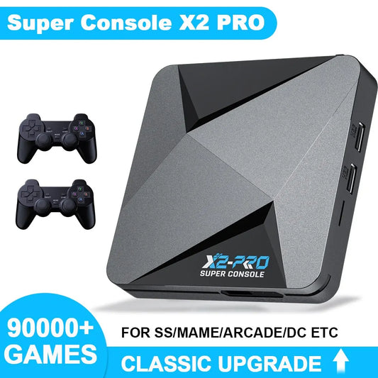 جهاز ألعاب الفيديو الكلاسيكي KINHANK Super Console X2 Pro مزود بـ 90000 لعبة فيديو لأجهزة PS1/DC/MAME/SS مع لوحة ألعاب وصندوق هدايا للأطفال