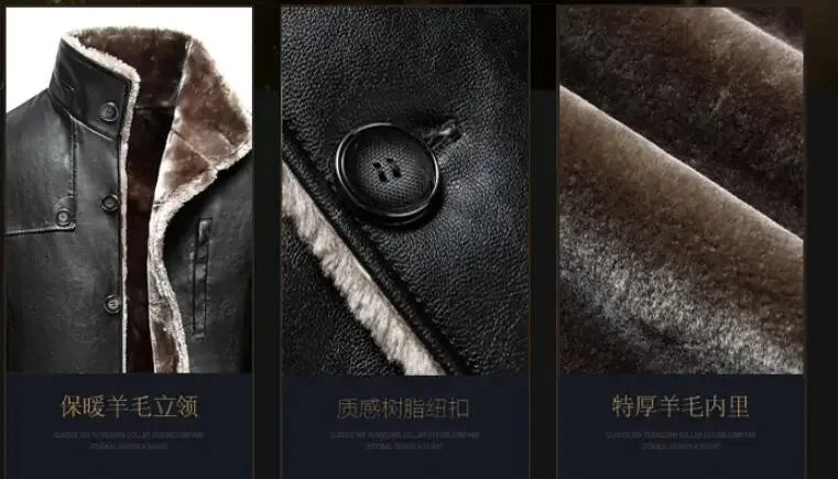 Mens Clothing Genuine Sheep Leather Coat Winter Parka Real Fur Long Plush Thick Oversize Sheepskin Jackets For Man M-5XL