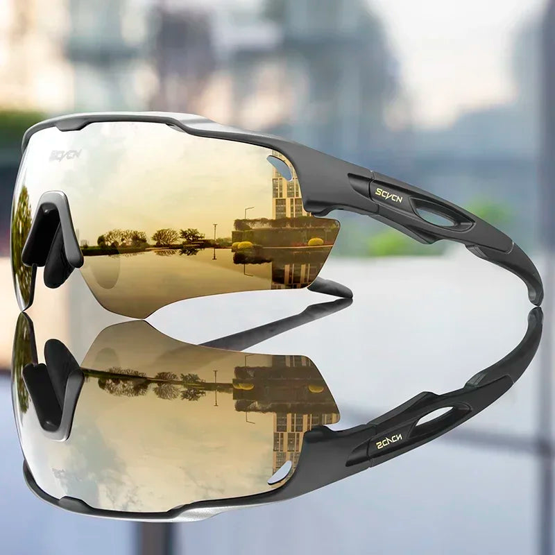SCVCN Cycling Sunglasses Fashion Polarized MTB Glasses Bicycle UV400 Cycle Eyewear Photochromic Bike Goggles for Men Women