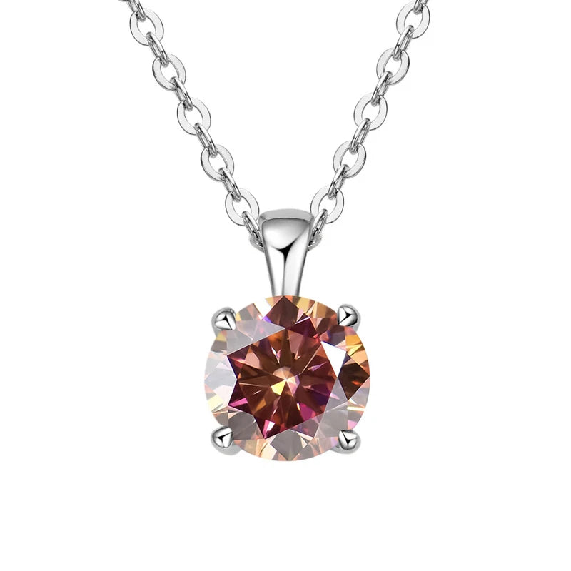 JoyceJelly Classic Four Prong 1ct Moissanite Necklace Women's 925 Sterling Silver Plated 18k Gold Pendant Luxury Fine Jewelry