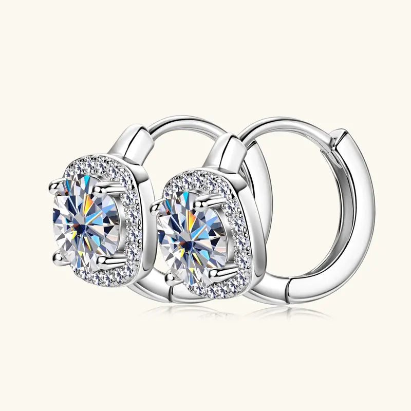 Lnngy 6.5mm Moissanite Earring With GRA Certificate 100% Real 925 Sterling Silver Hoop Earrings For Women Sparkling Jewelry Gift