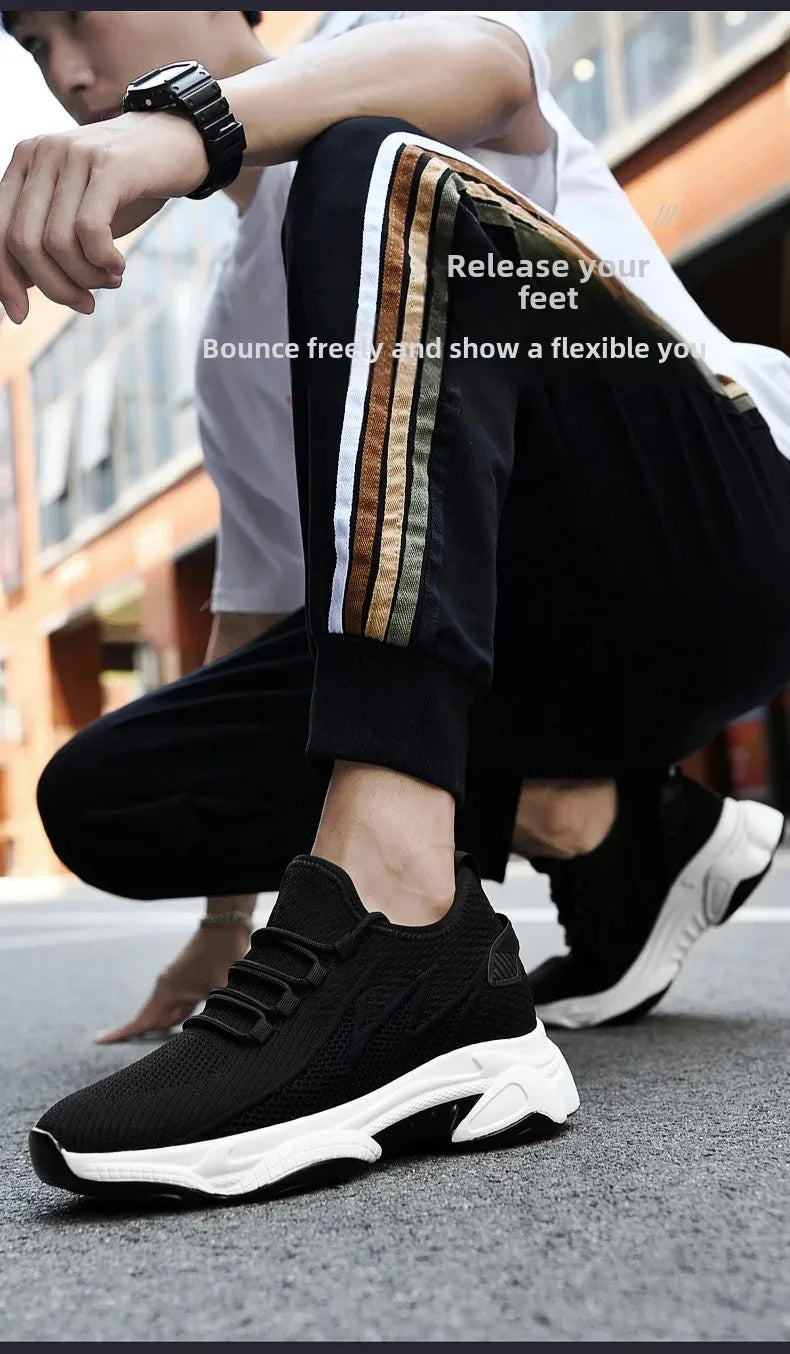 Invisible Heightening 8CM Men's Running Shoes Low Heel Soft Bottom Casual Sports Shoes Breathable Mesh Inner Lining EVA Insole