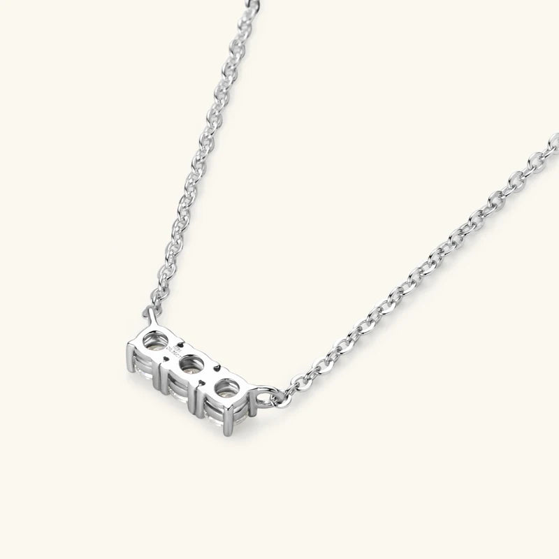 IOGOU Simple 3 Stone Moissanite Pendant Necklace Earrings Jewelry Set for Women Real 925 Silver Valentine's Day Christmas Gifts