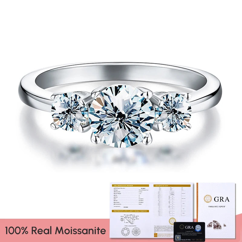 GRA Shiny Real 1CT D Color Moissanite Diamond Wedding Rings For Women Original 925 Sterling Silver Luxury Quality Fine Jewelry