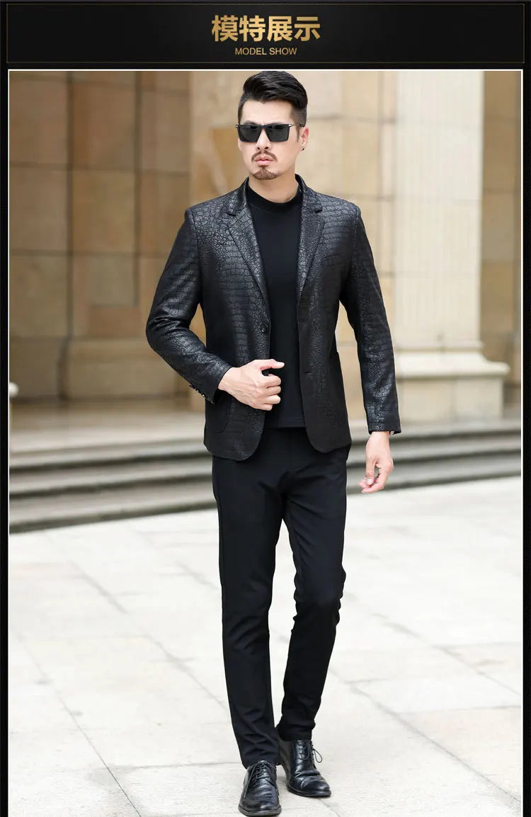 Spring Autumn New Suit Men Clothing Leather Jacket Male Leather Clothes PU Leather Coat Men's Suit Chaqueta Hombre FCY