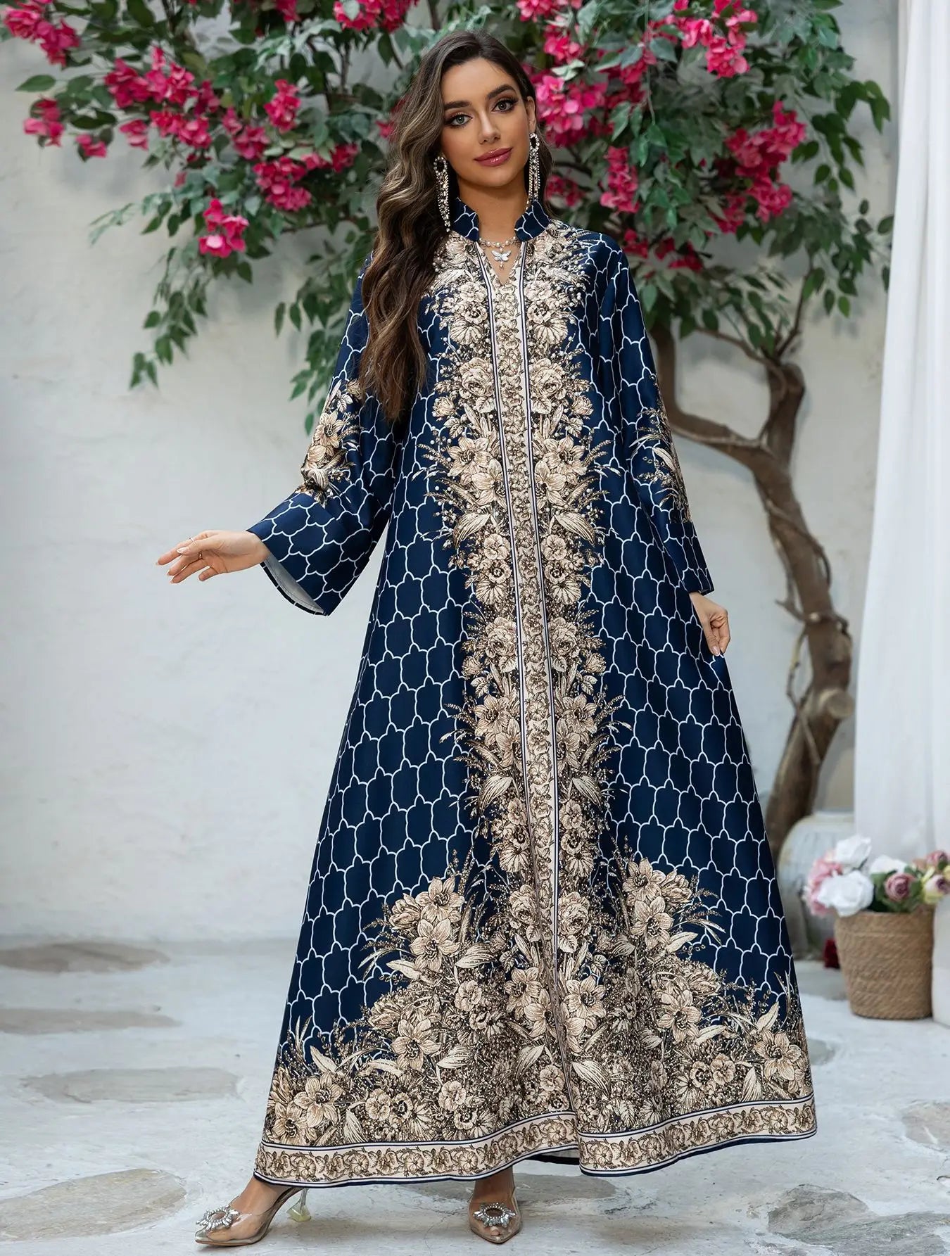 Muslim Dress Women Abaya for Eid Diamond Party Dresses Arab Long Robe Print Abayas Dubai Morocco Kaftan Islam Jalabiya Vestidos