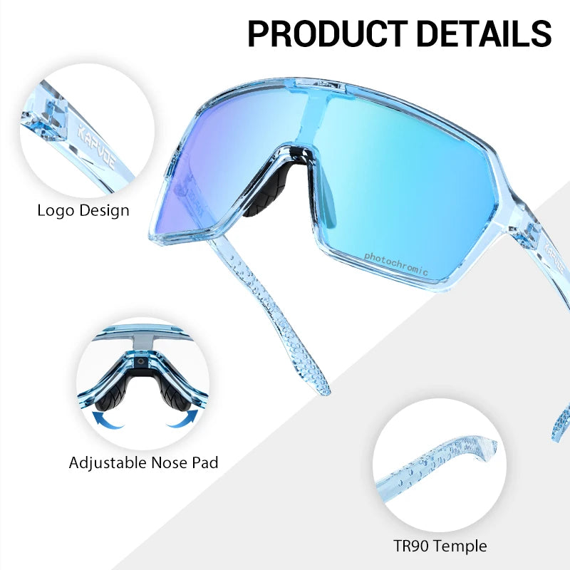 Kapvoe Photochromic Cycling Glasses Baseball Sunglasses UV400 MTB Mountain Bike Transition Bicycle for Women Sports Eyewear