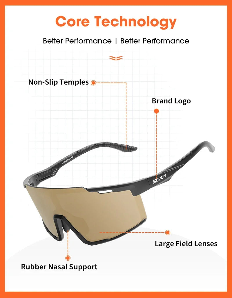 SCVCN-Fashion Sunglasses Cycling Glasses Sports for Men Driving Sun Mountain Bike Road Bicycle Eyewear Goggles MTB UV400